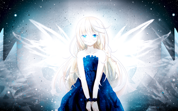 Anime Vocaloid Blonde Long Hair Blue Eyes Sadness IA Fond d'écran HD | Image
