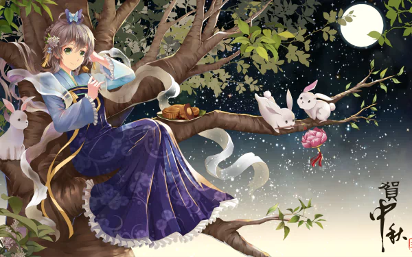 moon China Luo Tianyi Anime Vocaloid HD Desktop Wallpaper | Background Image
