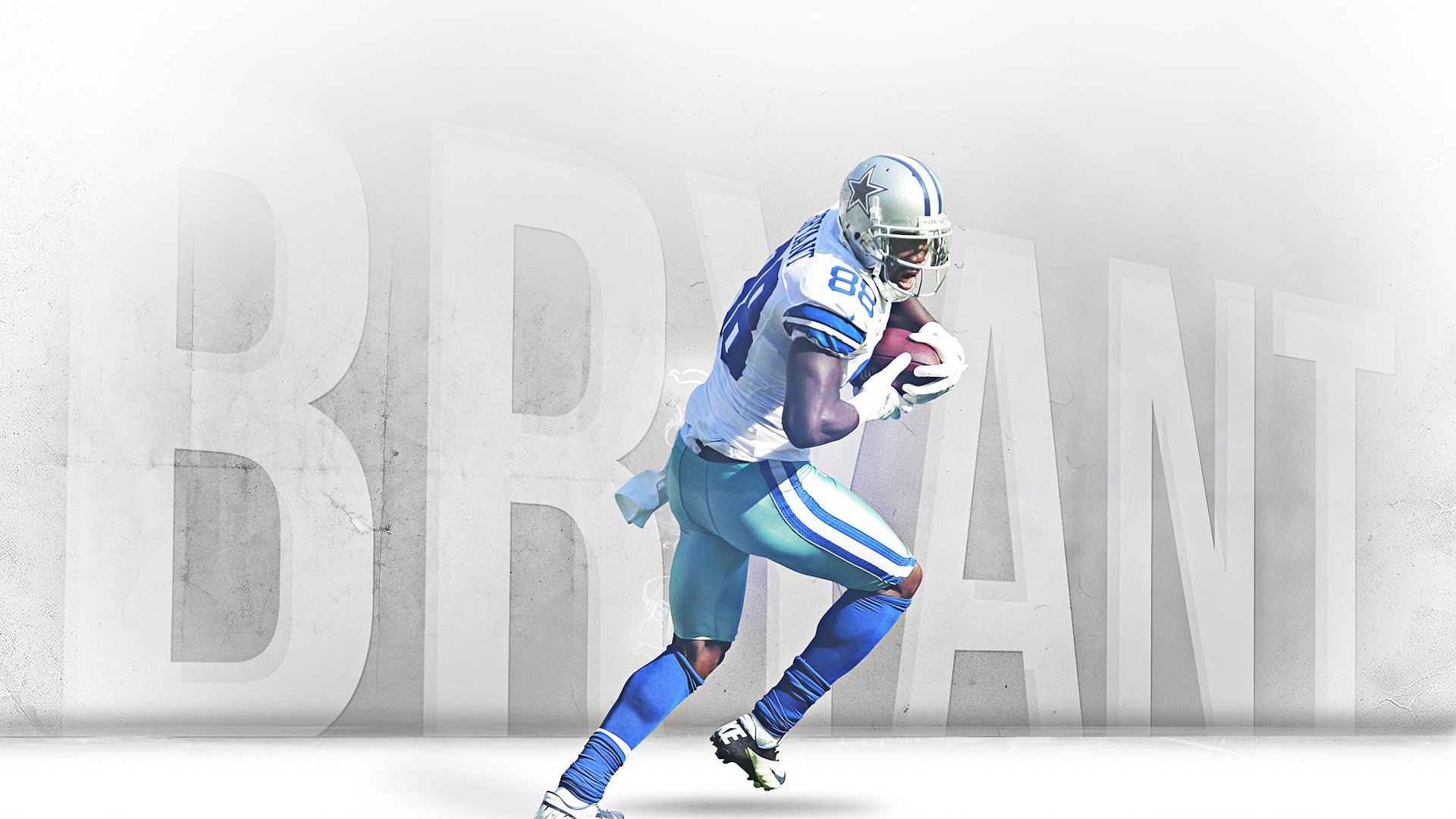 HD desktop wallpaper featuring a dynamic image of a football player in blue and white with BRYANT stylized in the background.