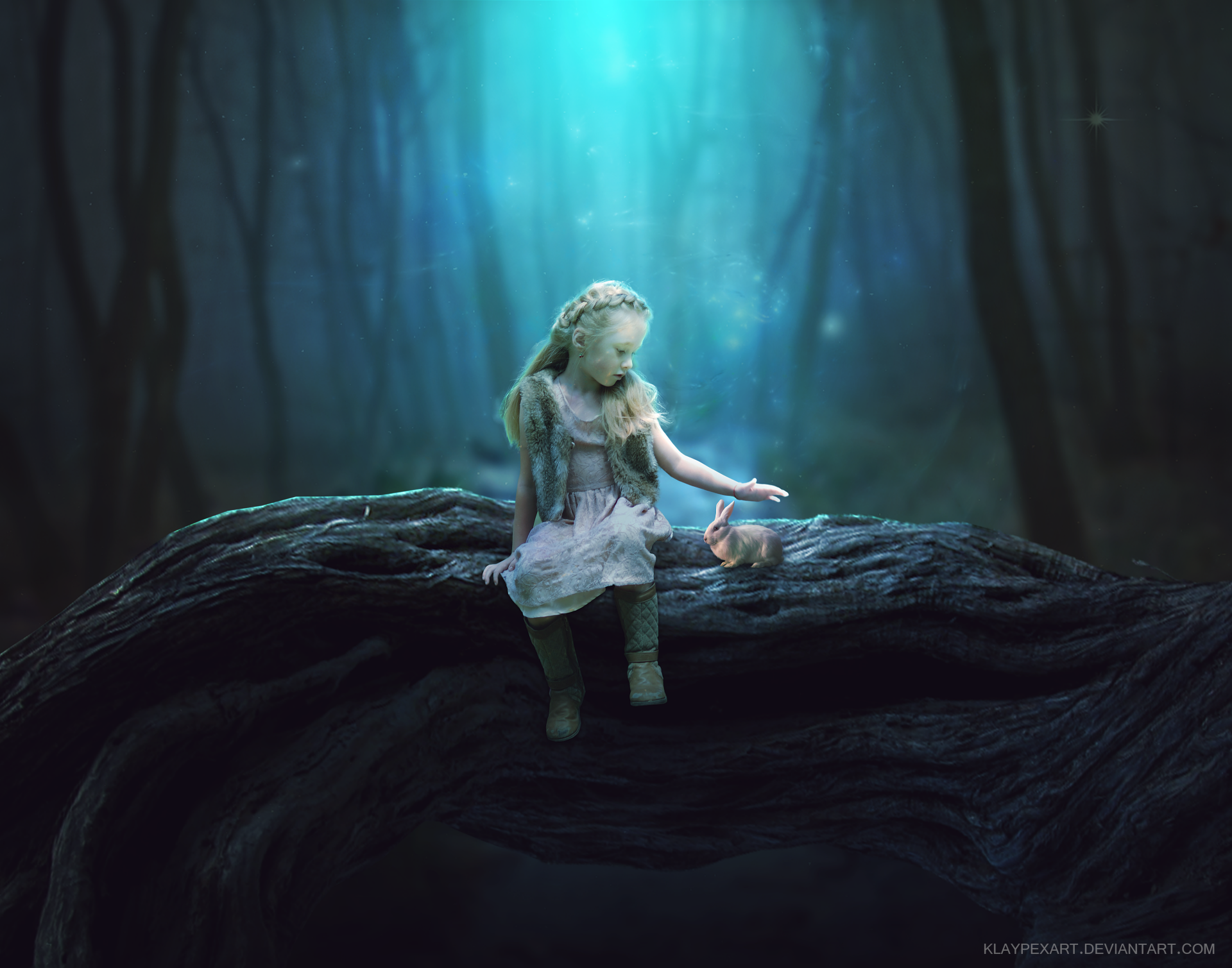 Download Rabbit Little Girl Fantasy Child 4k Ultra HD Wallpaper by Alexandru Catalin