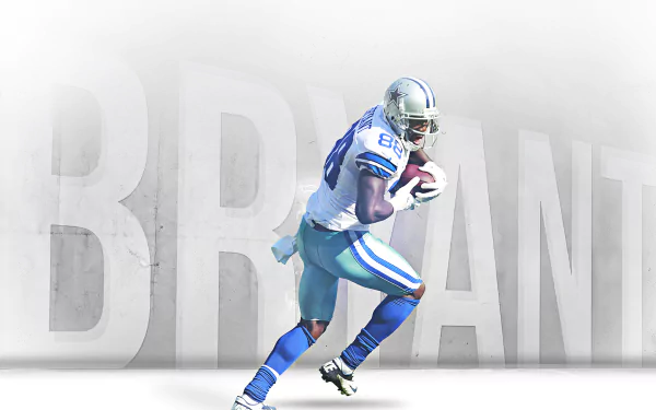 HD desktop wallpaper featuring a dynamic image of a football player in blue and white with BRYANT stylized in the background.