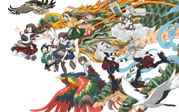 Souryuu (Kancolle) Zuikaku (Kancolle) Shoukaku (Kancolle) Kaga (Kancolle) Akagi (Kancolle) Hiryuu (Kancolle) Unryuu (Kancolle) Anime Kantai Collection HD Desktop Wallpaper | Background Image