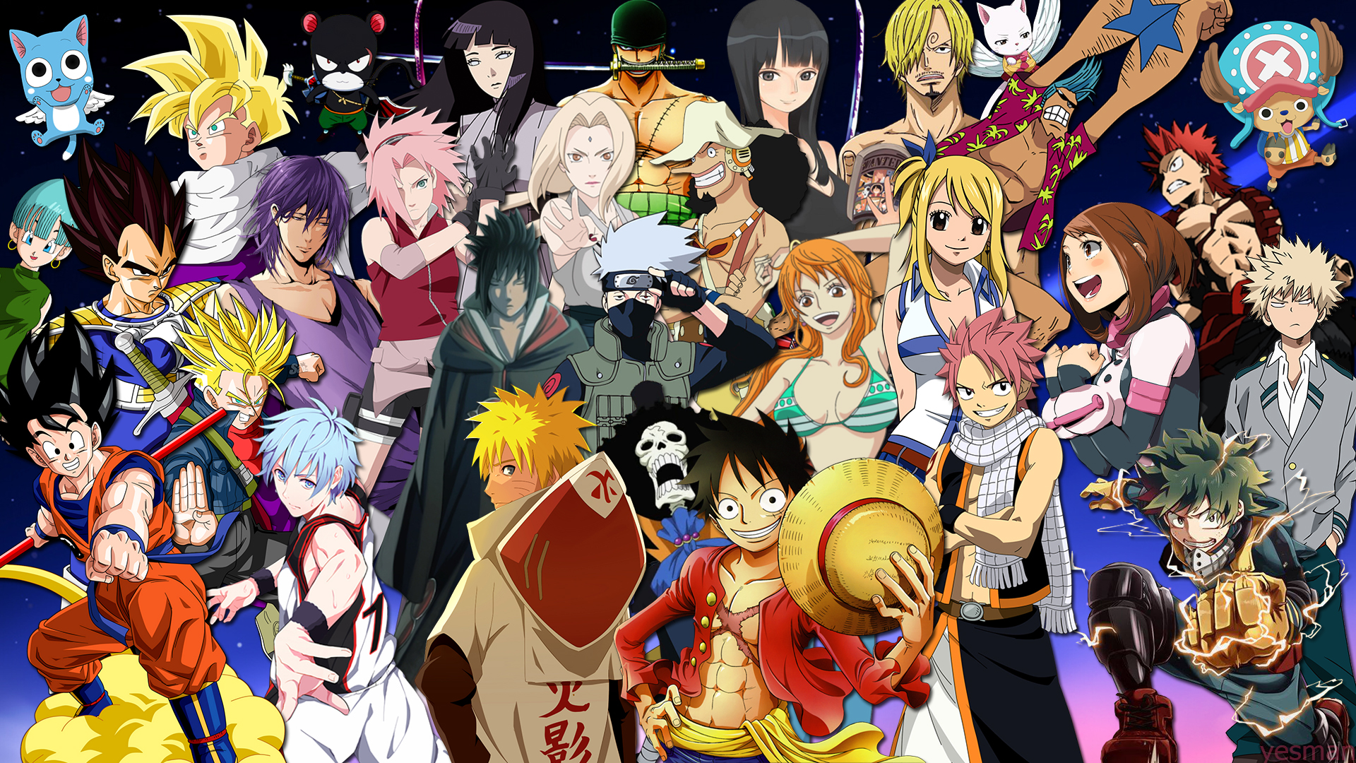 Wallpaper Anime Naruto One Piece Fairy Tail My Hero Academia Kurukos Basket Dragon Ball Z Hd Wallpaper Background Image 19x1080