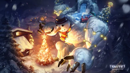 Geb (Smite) snowman video game Smite Christmas Gaming HD Desktop Wallpaper | Background Image