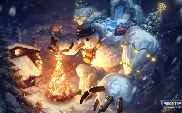 Geb (Smite) snowman video game Smite Christmas Gaming HD Desktop Wallpaper | Background Image