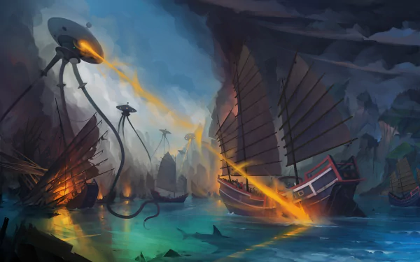 alien oriental boat Sci Fi space invasion HD Desktop Wallpaper | Background Image