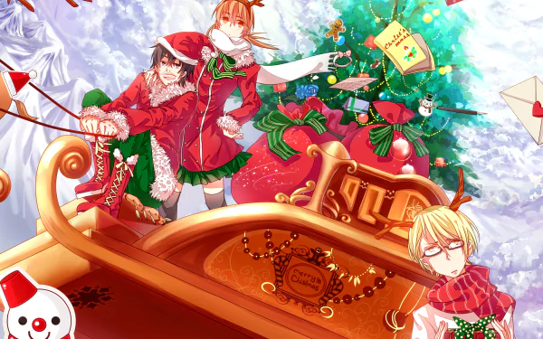 Christmas Haru Yoshida Kenji Yamaguchi Shizuku Mizutani Anime My Little Monster anime christmas HD Desktop Wallpaper | Background Image