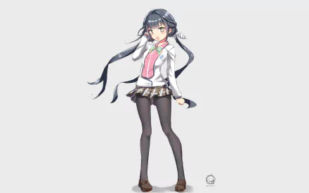 4K Ultra HD PC wallpaper featuring an anime character from Masamune-kun's Revenge, showcasing a girl in a school uniform with long dark hair and a pink ribbon.