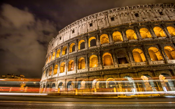 Rome Italy light time lapse night man made Colosseum HD Desktop Wallpaper | Background Image