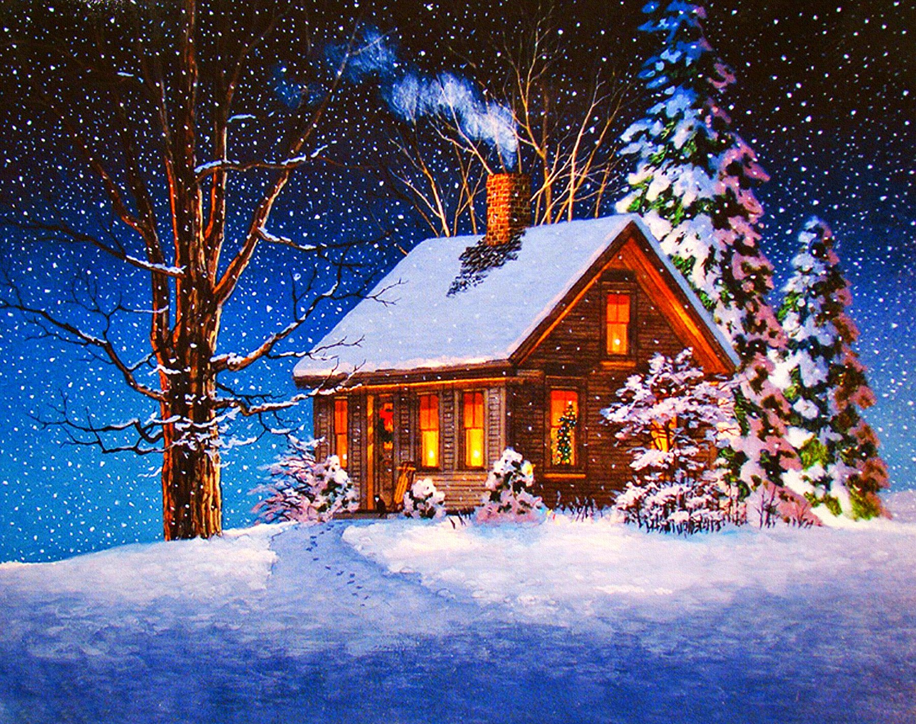Christmas Cabin Wallpaper and Background Image | 1800x1424