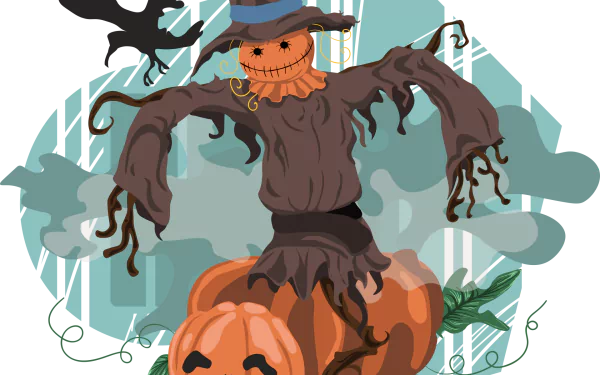 jack-o'-lantern scarecrow crow holiday halloween HD Desktop Wallpaper | Background Image