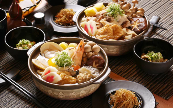 Japanese food mushroom seafood shrimp food meal HD Desktop Wallpaper | Background Image