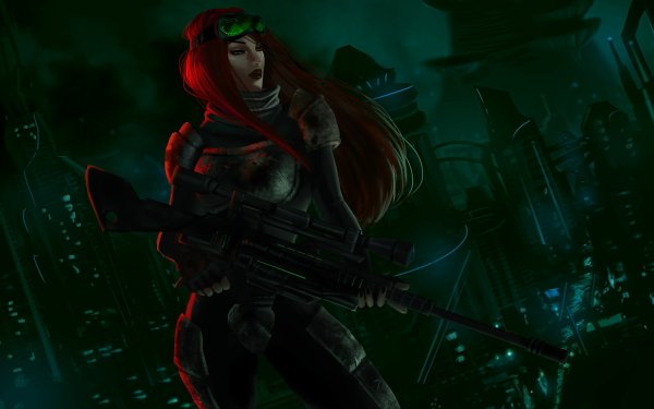 Video Game League Of Legends Fantasy Woman Warrior Gun City Futuristic Red Hair Caitlyn HD Wallpaper | Background Image