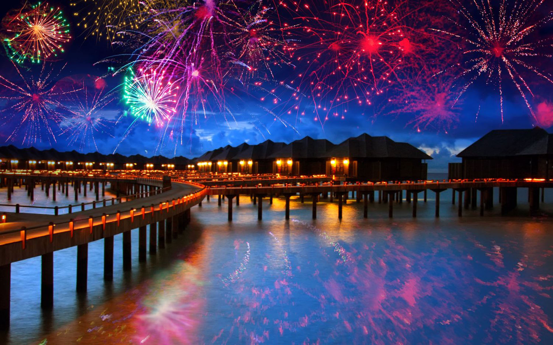 New Year's Eve Fireworks in the Maldives HD Wallpaper | Background ... New Years Fireworks Wallpaper 2015