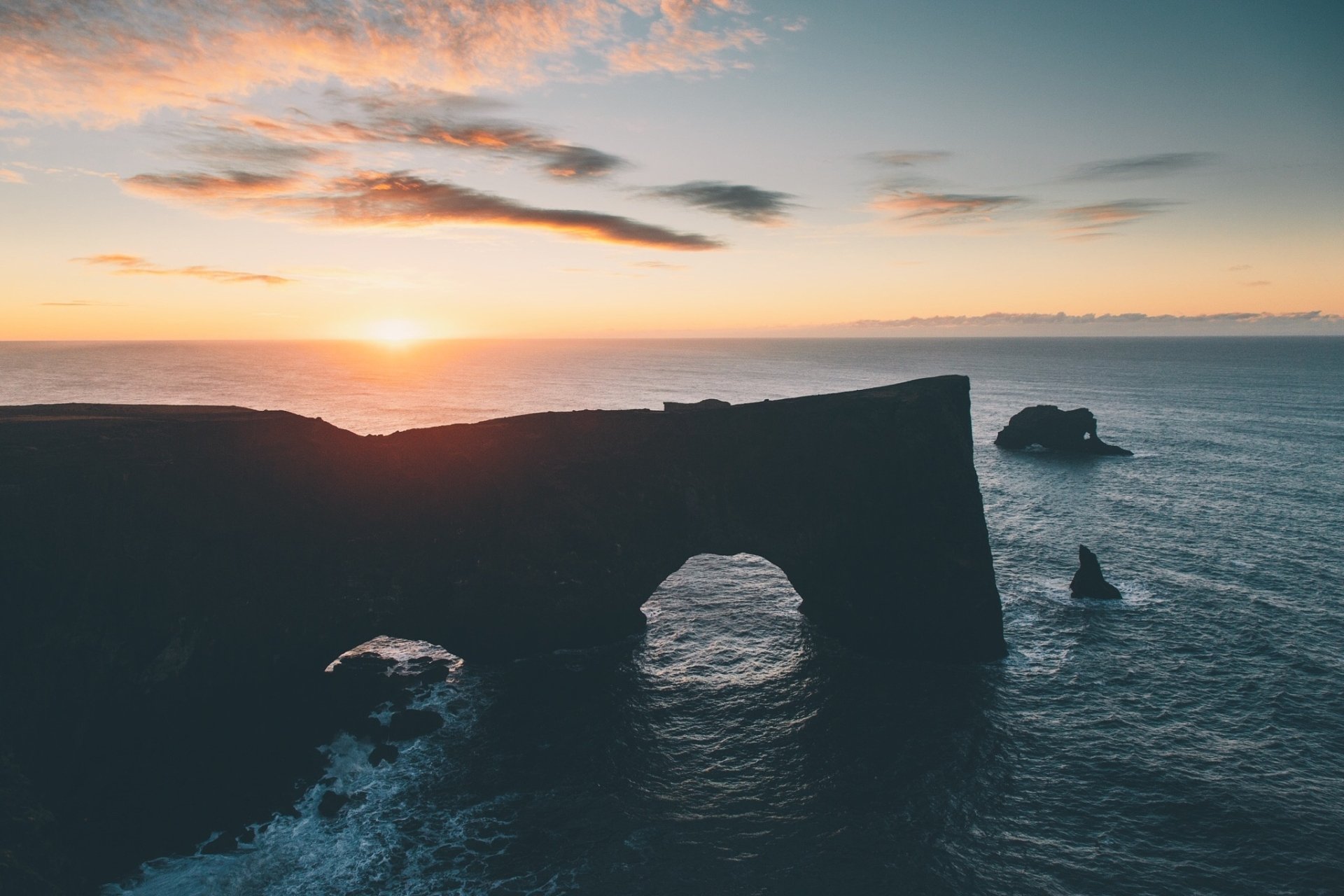 Download Sunrise Horizon Nature Ocean Arch HD Wallpaper