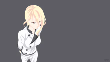 Alice Nakiri from the anime Food Wars: Shokugeki no Soma in a white chef outfit, featured in a 4K Ultra HD PC desktop wallpaper and background.