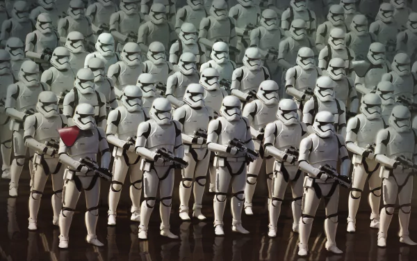 A vast army of stormtroopers from Star Wars stands in formation, rendered in sharp detail as a 4K Ultra HD Sci-Fi desktop wallpaper.
