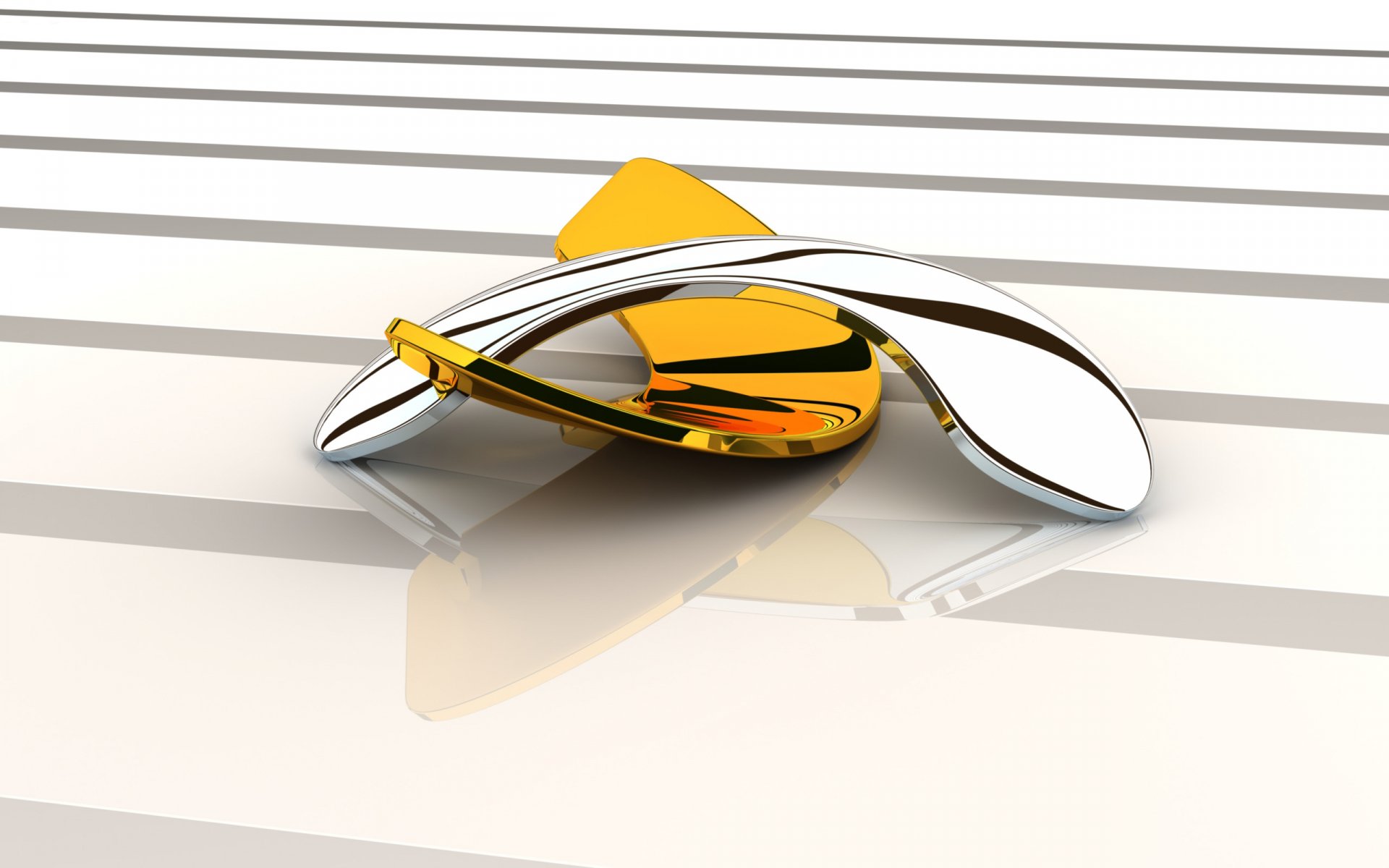 A stunning abstract 3D CGI design featuring gold and white elements, creating a sleek, artistic look that serves as an elegant HD desktop wallpaper and background.