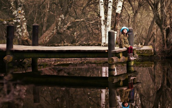 Photography Child Reflection Lake Pier HD Wallpaper | Background Image