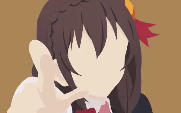 4K Ultra HD anime wallpaper featuring a faceless character from KonoSuba - God’s Blessing on This Wonderful World!! with braided dark hair and a red ribbon.