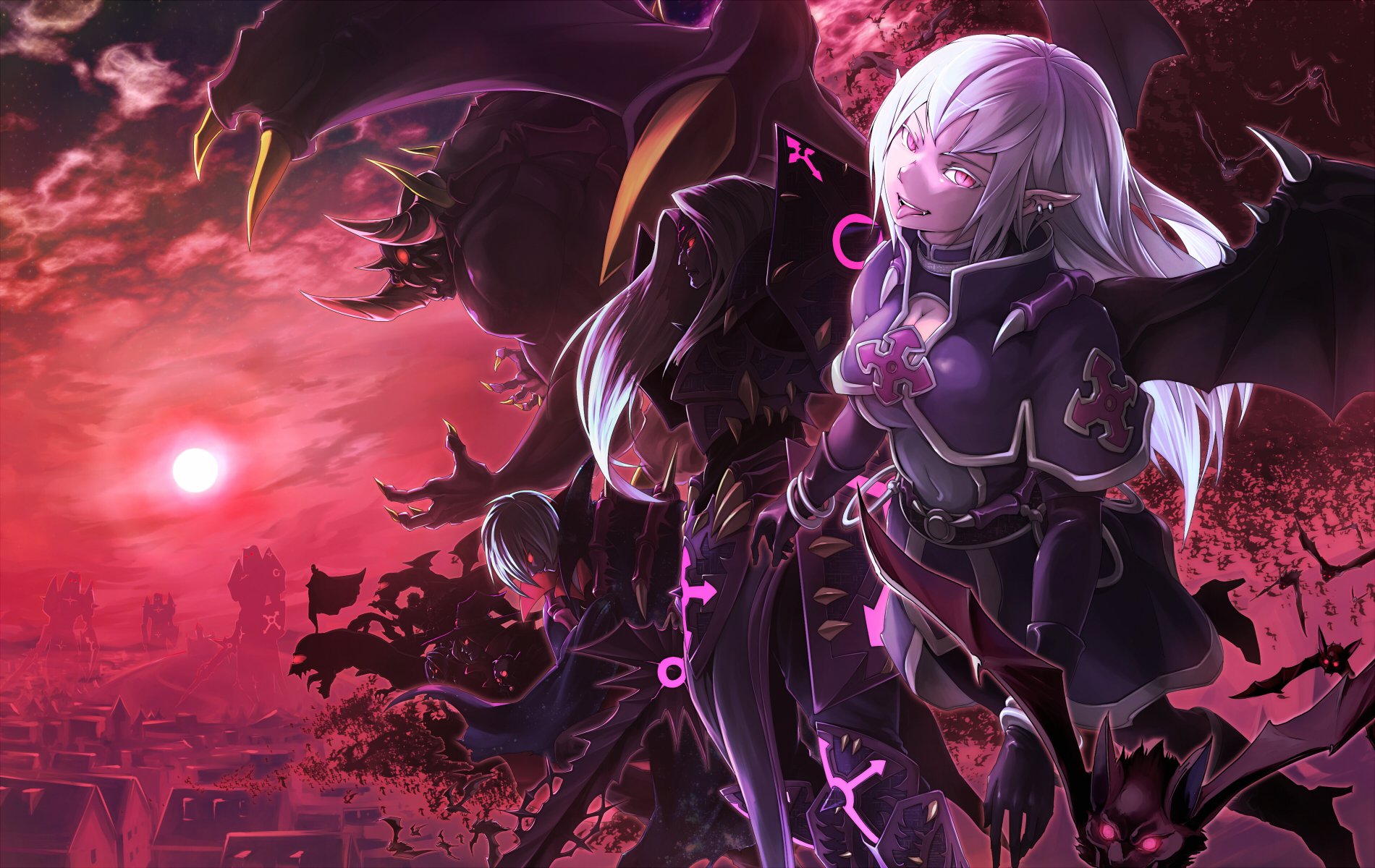 HD desktop wallpaper featuring an anime character from Yu-Gi-Oh!, set against a dark, dramatic background with an ominous red sky.