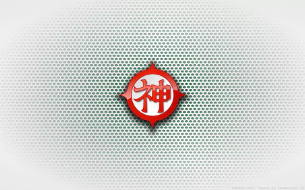 HD PC desktop wallpaper featuring a Dragon Ball Z anime design with a red kanji symbol centered on a dotted white and gray gradient background.