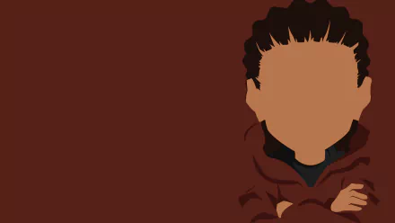Minimalist HD desktop wallpaper featuring a faceless character from the TV show The Boondocks against a solid brown background.