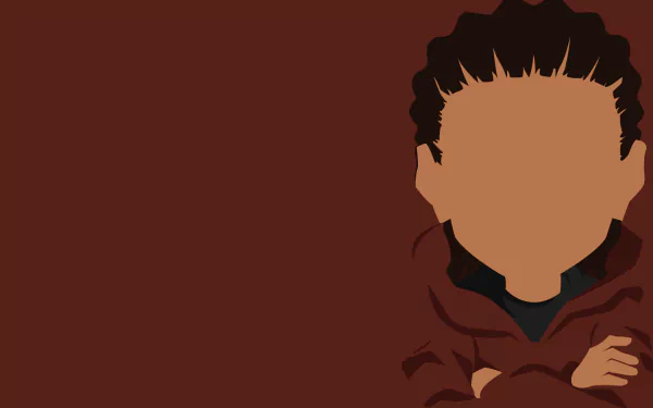 Minimalist HD desktop wallpaper featuring a faceless character from the TV show The Boondocks against a solid brown background.