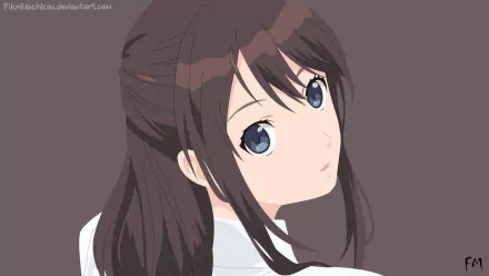 An HD desktop wallpaper featuring Hikari Tsuneki from the anime Seiren, showcasing her with dark hair and expressive blue eyes against a minimal background.