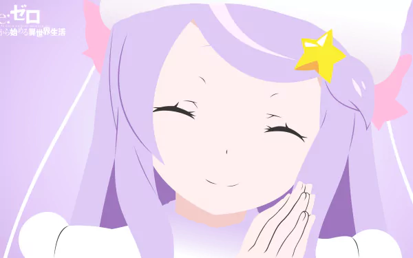 Minimalist HD PC wallpaper featuring Anastasia Hoshin from Re:Zero, showcasing soft pastel tones and simple anime-style design.