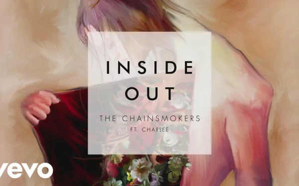 HD desktop wallpaper featuring abstract artwork for Inside Out by The Chainsmokers, with a prominent Vevo logo.