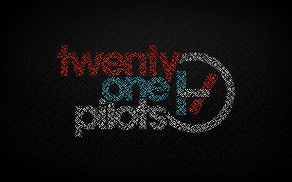 HD desktop wallpaper featuring the stylized logo of Twenty One Pilots on a textured black background.