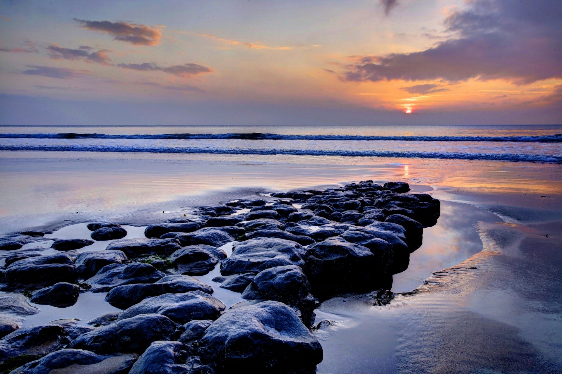 Download Horizon Sky Sunset Beach Nature Ocean 4k Ultra HD Wallpaper ...