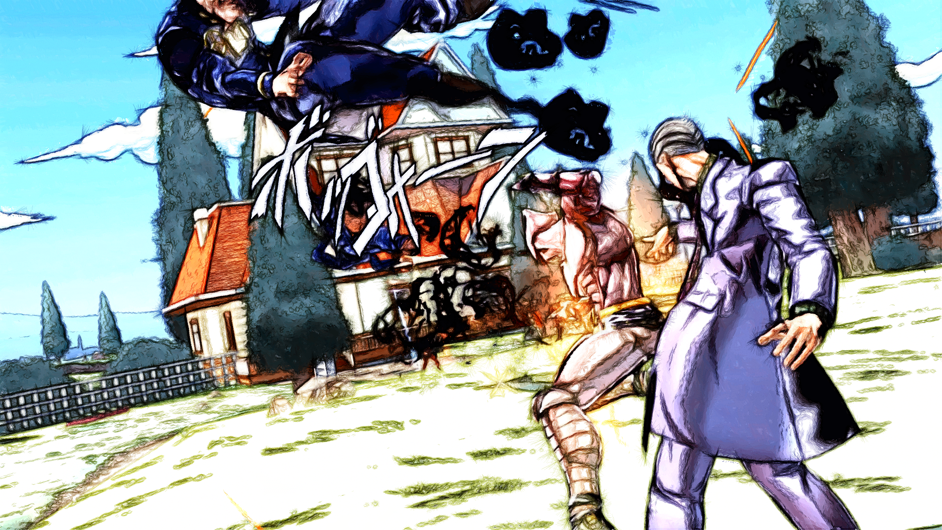 Download Akira Otoishi Killer Queen (Jojo's Bizarre Adventure) Yoshikage Kira Kosaku Kawajiri Okuyasu Nijimura Josuke Higashikata Anime Jojo's Bizarre Adventure HD Wallpaper