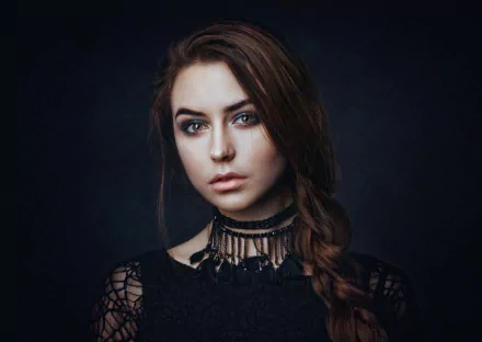braid hazel eyes brunette woman model HD Desktop Wallpaper | Background Image