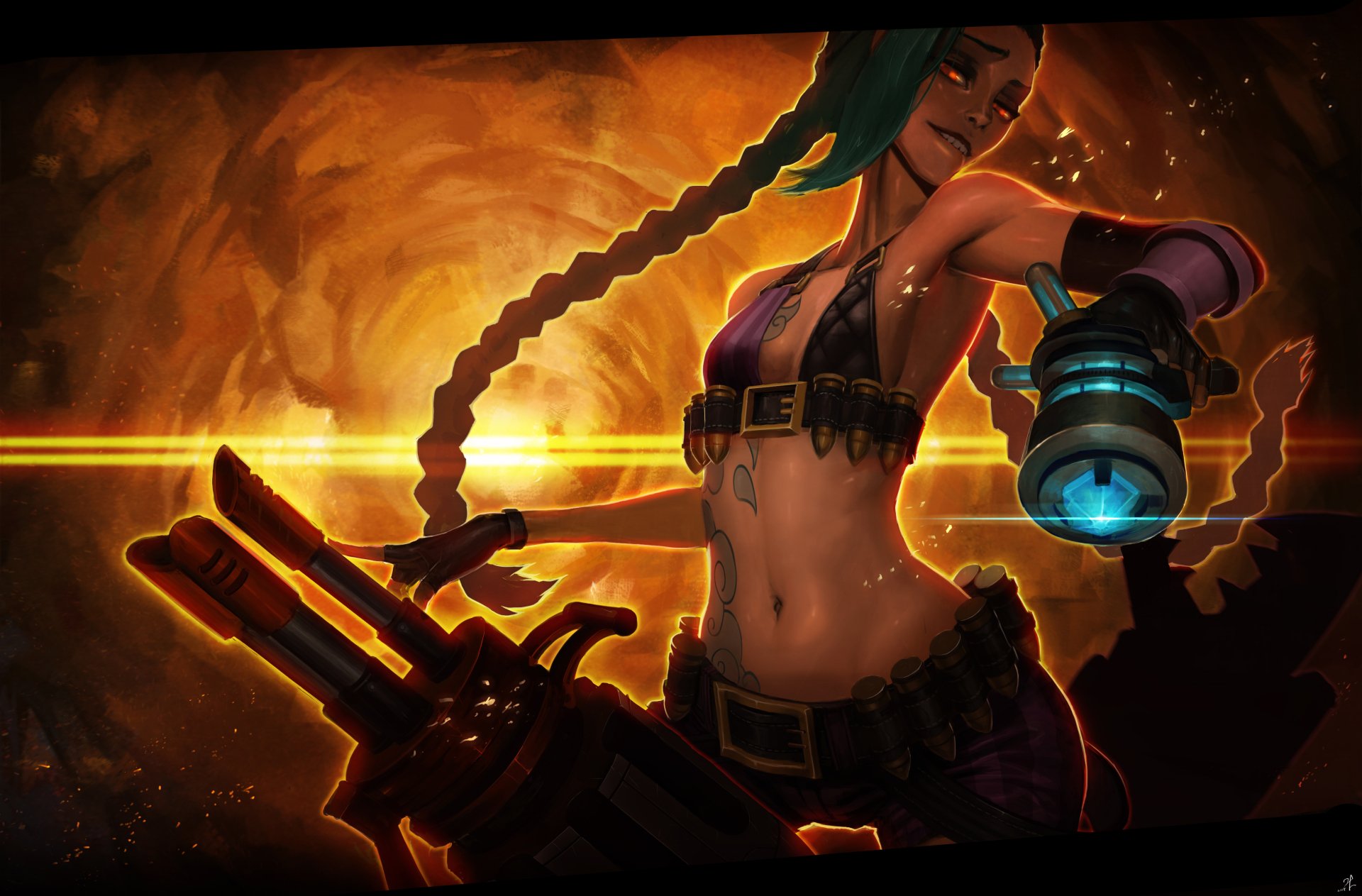 Download Red Eyes Long Hair Braid (Video Game) Blue Hair Weapon Woman  Warrior Jinx (League Of Legends) Video Game League Of Legends 4k Ultra HD  Wallpaper by Raaamen