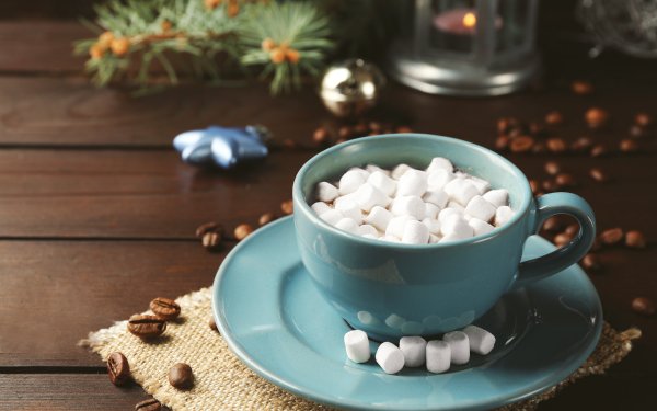 Food Marshmallow Coffee Beans Cup HD Wallpaper | Background Image