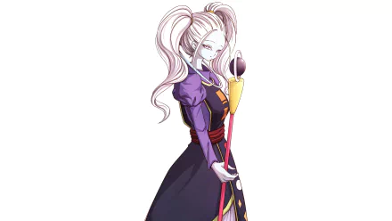 HD desktop wallpaper background featuring Marcarita from Dragon Ball Super in a dynamic pose, wearing her signature outfit with her staff.