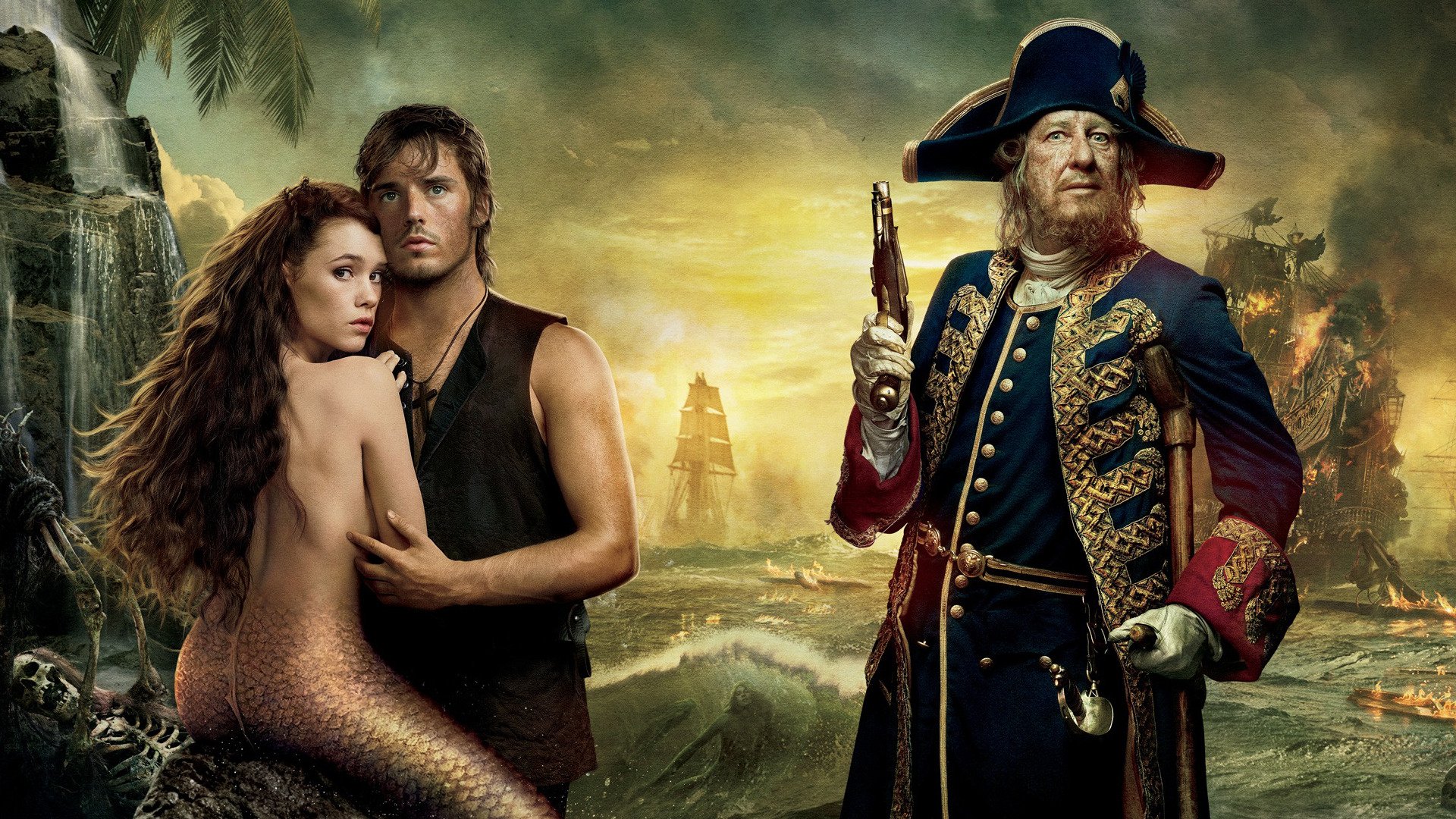 Download Mermaid Syrena (Pirates Of The Caribbean) Philip (Pirates Of The Caribbean) Sam Claflin Astrid Bergès-Frisbey Geoffrey Rush Hector Barbossa Movie Pirates Of The Caribbean: On Stranger Tides  HD Wallpaper