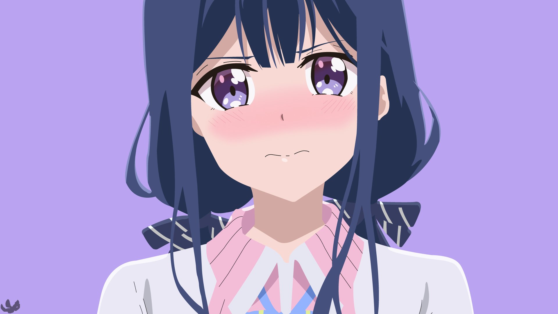 Aki Adagaki from Masamune-kun's Revenge in a detailed 4K Ultra HD anime wallpaper showcasing her expressive, blushing face and dark blue hair.