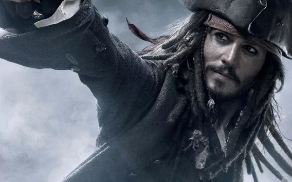 HD wallpaper featuring Johnny Depp as Captain Jack Sparrow in Pirates of the Caribbean: At World's End movie.