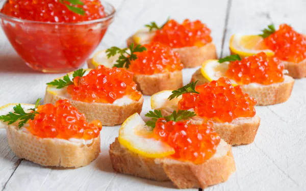 seafood fish toast food caviar HD Desktop Wallpaper | Background Image