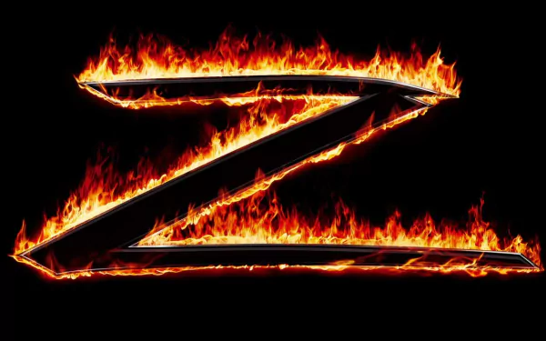 HD PC desktop wallpaper showing a flaming Z emblem from the movie The Mask of Zorro on a black background.