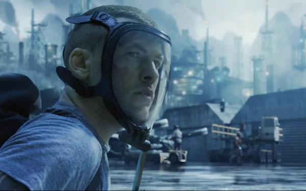 HD desktop wallpaper featuring a character wearing an oxygen mask on an alien planet, inspired by the movie Avatar.