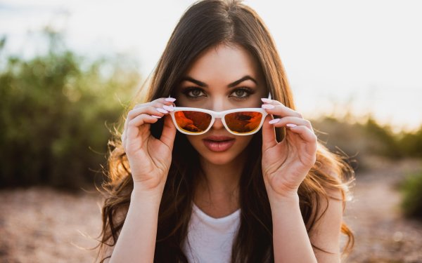 Women Model Sunglasses Brunette Depth Of Field HD Wallpaper | Background Image