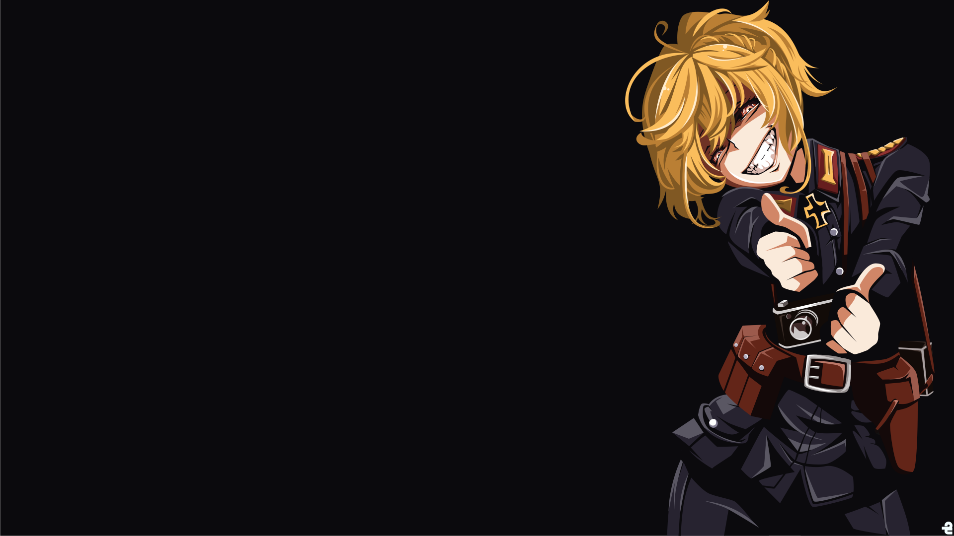 Tanya Degurechaff from The Saga of Tanya the Evil anime, featured in a 4K Ultra HD PC desktop wallpaper with a dark background and intense expression.