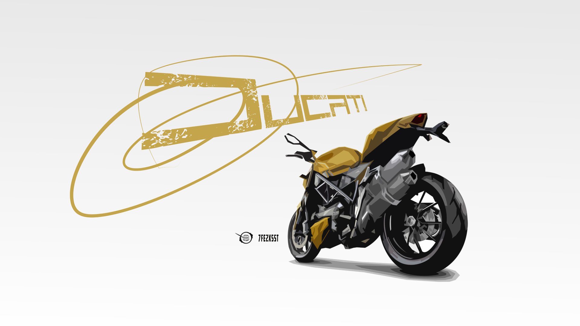 HD PC desktop wallpaper featuring a simple, stylized Ducati motorcycle with dynamic lines and a clean, modern design.