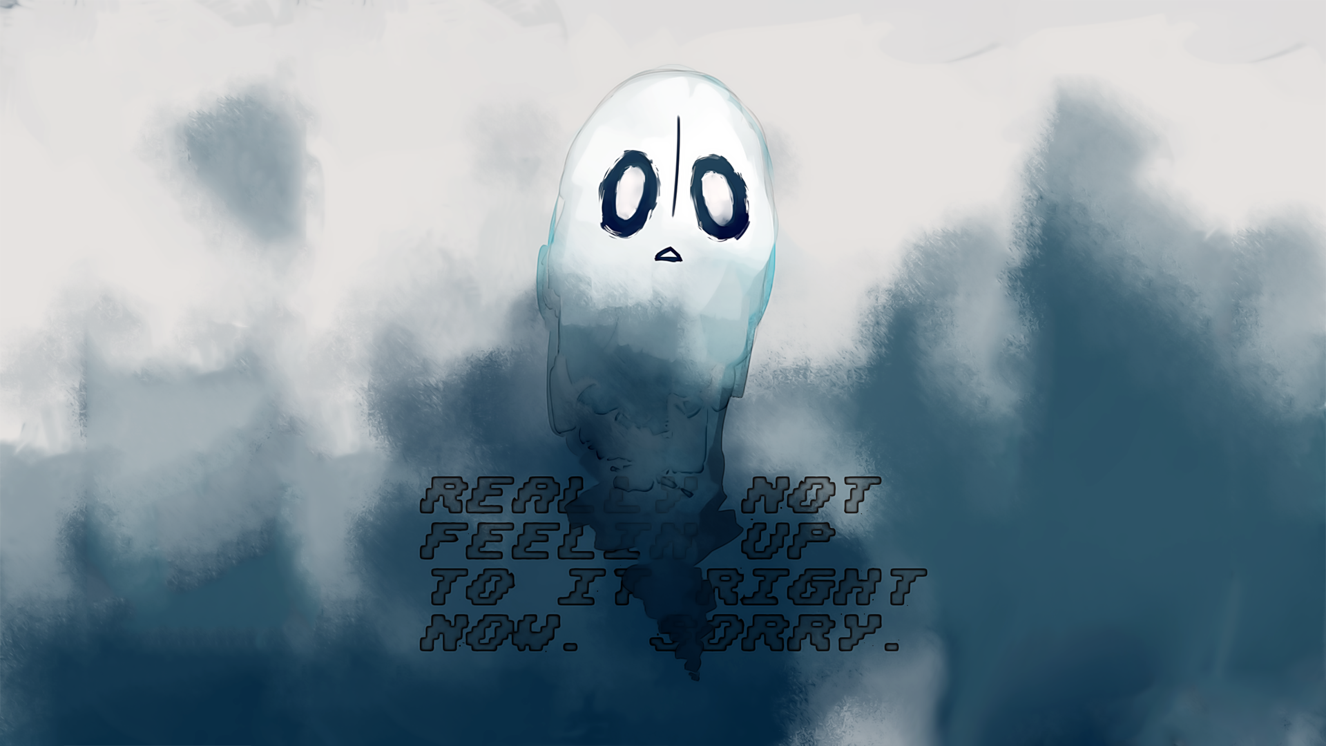 I made a wallpaper for Napstablook, hope you guys like it! : r