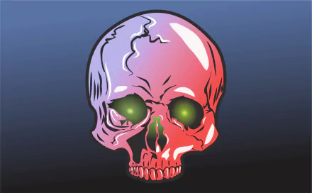  Artistic skull with green eyes