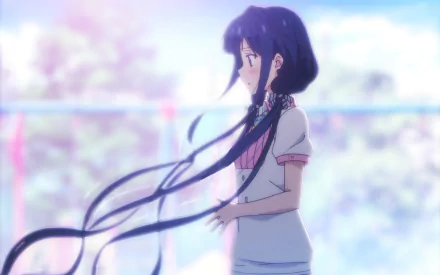 Aki Adagaki from *Masamune-kun's Revenge*, depicted in an ethereal scene with flowing hair, serves as a vibrant HD PC wallpaper and background inspiration.